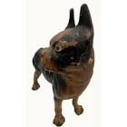 Antique Cast Iron Boston Terrier Dog Doorstop Heavy Glass Eyes Original Paint