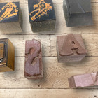 Vintage Letterpress Printing Blocks Wood Type Texas Skiers Alphabet Lot