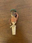 Vintage Carved Wooden Mechanical Wine bottle Cork Stopper Man Tipping Hat