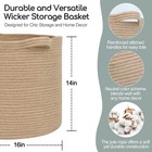 Large Wicker Storage Basket 16  X 14  Jute Woven Basket With Handle