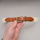 Torino Woven Belt Ivory Mens 36 Usa Brass Buckle Made In Usa