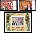 Imperf  Ivory Coast 1976 Us  Bicentennial  Mnh Scott  421-425  426     V5-6