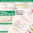 20 Pcs Long Nib Marker 20mm Long Head Deep Hole Marker Pens Deep Reach Permanent