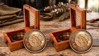 2pc Boy Scout Compass Engraved Scout Oath Brass Calendar Lid Vintage Wooden Box