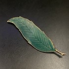 Vtg Blue Enamel Leaf Hat Lapel Pin Brooch 2 5 