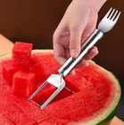 1 Pc 2-in-1 Watermelon Fork Slicer   Cutter  Stainless Steel Summer Kitchen Tool