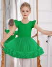 Girls Ballet Leotards Toddler Ruffle Sleeve Crisscross Back Tutu Dance Dress    