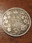 1872h Canadian 50 Cents Silver Coin Low Mintage 80 000