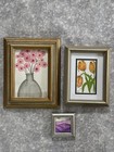Vintage Lot Of 3 Small Mini Wood Picture Photo Frames Watercolor s