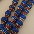 Antique Venetian Style Blue Chevron Glass Beads Strands Necklace