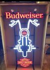 Budweiser Beer Harley Davidson Motorcycle Light Led Bar Sign New In Box 