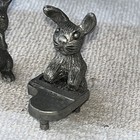 3 Vintage Miniature Pewter Metal Bunny Rabbit Figurines