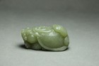 Chinese Natural Hetian Jade Hand-carved Turtle  Snake Xuanwu Statue