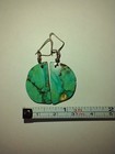 Vintage Navajo Artisan Hand Made Turquoise Slab Pierced Earrings