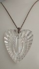 Vintage Waterford Crystal Heart Pendant Sterling Silver Chain Necklace   Estate