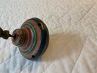 Antique Children   s Toy Spinning Top  Tin  Red  Blue  Green  Gold