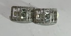 Vtg Art Deco Sparkling Rhinestones Silver Toned Clip On Earrings Beautiful
