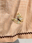 Vintage Waist Apron 19x16 Peach white Gingham Embroider Butterflies Cottage Core