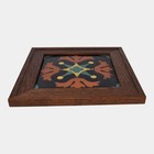 Taylor Tilery California Vintage Art Pottery Black Orange Floral Framed Tile
