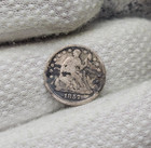1857 Seated Half Dime Love Token Engraved Ornately   K F  