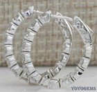 3 50 Ct Moissanite Inside Outside Hoop Earrings Round Cut Solid 14k White Gold