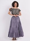 Women s 25 Yard 100  Cotton  4 Tiered Bohemian  Gypsy Long Hippie Skirt Gray