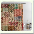 Moroccan Decor Shower Curtain Set 71x72in Red Brown