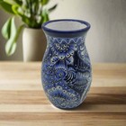 Blue Floral Talavera Vase   Hand-painted Mexican Pottery