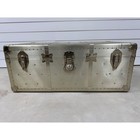 Vintage Aluminum Steamer Trunk Long Lock Gingham Lined Storage Chest 36x21x15