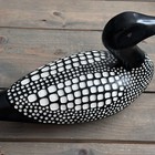 Vtg Loon Duck Decoy Red Eyes Wood Carved Black White Decor 12  Unbranded