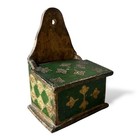 Antique Salt Box Florentine Italian Painted Wood Gold Gilt Decorated