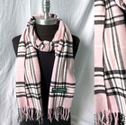 Womens Winter Warm Scotland Made 100  Cashmere Scarf Plaid Light Pink  p108