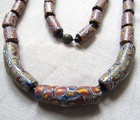 Antique Venetian Millefiori African Trade 51 Bead Cobalt Glass 28  Necklace
