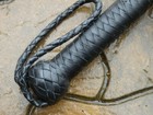 New Black Leather Bull Whip With Ball End - Great Cherry Bomb Training Sjambok
