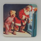 Lot Of 7 Vtg Coca Cola Christmas Coasters 3 3 8    Retro Santa Claus Cork Backed