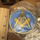 Mason Masonic Auto Emblem Round Blue Gold Black Colors Nos New Old Stock