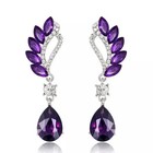 Elegant 925 Sterling Silver Purple Amethyst White Topaz Unique Stud Earrings