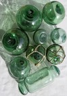 Japanese Glass Fishing Floats  9  Sea Greens Mixed Sizes shapes Antiques  Usa Bz