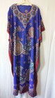 Women African Drawstring Maxi Kaftan Dress Dashiki Boho Hippie Blue Free Size