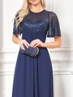 Luxury Bat Sleeve Sequins Formal Evening Dresses Women 2025 Elegant O-neck Merma