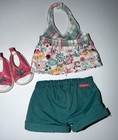American Girl Doll Easy Breezy Outfit Halter Top Cuffed Shirts   Sneakers Htf