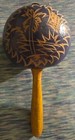 Vintage Hand Carved   Handmade Maracas With Etched Design  Queen And Jungle