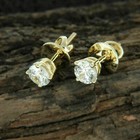14k Yellow Gold Certified 1 2 Tcw Round Natural Diamond Stud Earrings Unisex