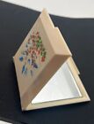 Celluloid Mirror Purse Compact Handpainted Floral Vintage