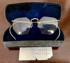 Vintage 1940s B l Wire Eye Glasses W  Case Gold Filled Gf 12k Octagonal Shape