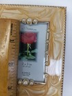 Faux Pearl Enamel Picture Photo Frame Marbelized Jeweled Holds 2x3  Picture 