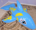 Huge 2-meter-long Bright Blue Floral Pattern Pool Toy Whale