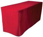 8  Ft  Fitted Polyester Table Cover Trade Show Booth Banquet Dj Tablecloth Red