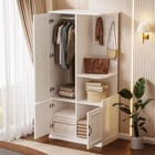 Armoire Wardrobe Closet 70  H Wooden Bedroom Armoire W  Mirror 2 Cabinet