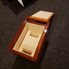 Vintage Burl Wood Watch Box Mid Century Modern Suede Lined Unused